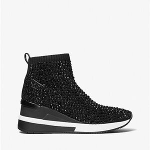 Michael Kors Skyler Crystal Embellished Stretched Knit Sock Sneaker